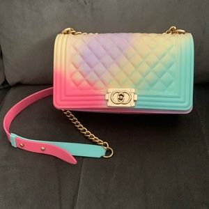 Multi colored pastel crossbody purse